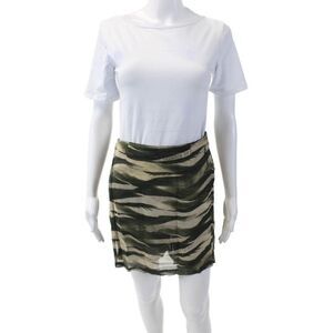 Versace Sport Womens Striped Sheer Lightweight Skort Green Size S